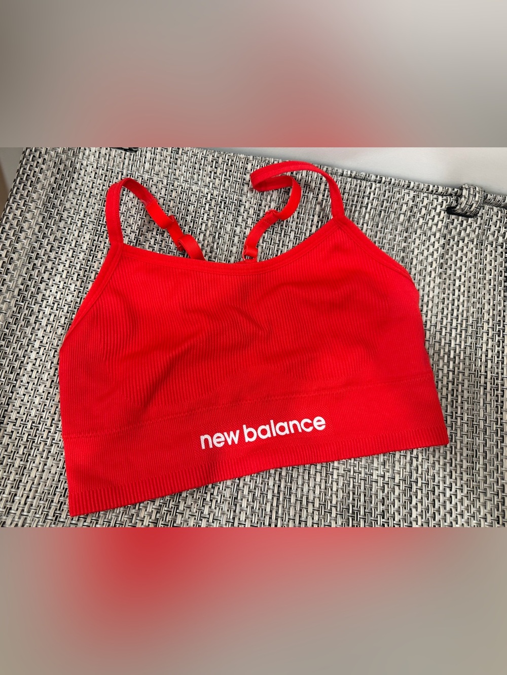 New Balance Women's Bright Red Ribbed Sports Bralette